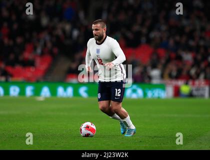 29.. März 2022 ; Wembley Stadium, London, England; Internationale Fußballmannschaft, England gegen Elfenbeinküste; Luke Shaw von England Stockfoto