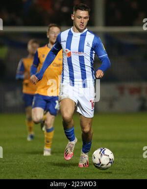 HARTLEPOOL, GROSSBRITANNIEN. MÄR 29. Luke Molyneux von Hartlepool United während des Spiels der Sky Bet League 2 zwischen Hartlepool United und Mansfield Town am Dienstag, den 29.. März 2022 im Victoria Park, Hartlepool. (Kredit: Michael Driver | MI Nachrichten) Kredit: MI Nachrichten & Sport /Alamy Live Nachrichten Stockfoto