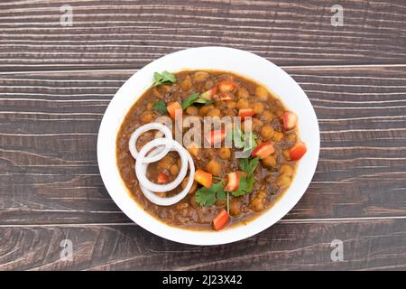 Punjabi Chhole Auch Bekannt Als Chhola Masala Sabji Amritsari Chole Sabzi Masaledar Chana Chola Oder Kichererbsen Veg Curry Wird Aus Chick Peas Zwiebeltomate Hergestellt Stockfoto