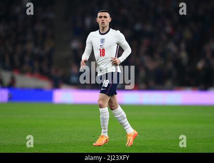 29.. März 2022 ; Wembley Stadium, London, England; Internationale Fußballmannschaft, England gegen Elfenbeinküste; Phil Foden von England Stockfoto