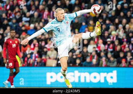 Oslo, Norwegen. 29. März 2022. Erling Haaland (9) aus Norwegen beim Fußballfreundschaftsspiel zwischen Norwegen und Armenien im Ullevaal Stadion in Oslo. (Foto: Gonzales Photo/Alamy Live News Stockfoto