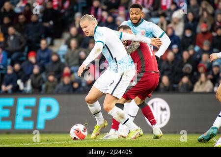Oslo, Norwegen. 29. März 2022. Erling Haaland (9) aus Norwegen beim Fußballfreundschaftsspiel zwischen Norwegen und Armenien im Ullevaal Stadion in Oslo. (Foto: Gonzales Photo/Alamy Live News Stockfoto