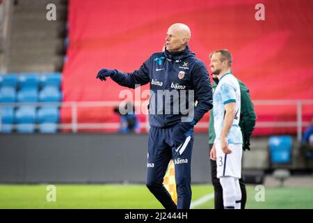 Oslo, Norwegen. 29. März 2022. Cheftrainer Staale Solbakken aus Norwegen beim Fußballfreundschaftsspiel zwischen Norwegen und Armenien im Ullevaal Stadion in Oslo. (Foto: Gonzales Photo/Alamy Live News Stockfoto