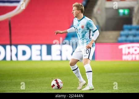 Oslo, Norwegen. 29. März 2022. Mats Moller Daehli (20) aus Norwegen beim Fußballfreundschaftsspiel zwischen Norwegen und Armenien im Ullevaal Stadion in Oslo. (Foto: Gonzales Photo/Alamy Live News Stockfoto