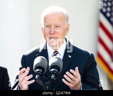 Washington, DC, USA. 29. März 2022. 29. März 2022 - Washington, DC, USA: Präsident JOE BIDEN spricht bei der Unterzeichnung des Emmett Till Antilynching Act. (Bild: © Michael Brochstein/ZUMA Press Wire) Stockfoto