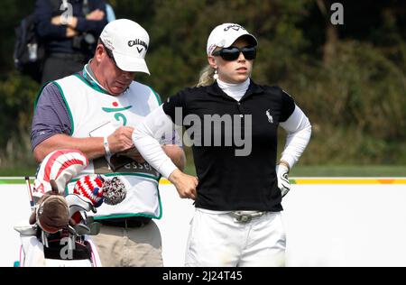 Okt 8, 2011-Incheon, Südkorea-PRESSEL, Morgan von den USA, spielt auf dem 3. Loch während der LPGA Championship von Hana Bank im Sky72 Golf Club in Incheon am 8. Oktober 2011, Südkorea. Stockfoto