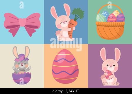 sechs Ikonen der ostersaison Stock Vektor