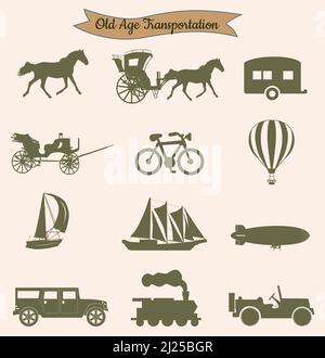 Vintage Retro Transport Vehicles Icons Set Stock Vektor