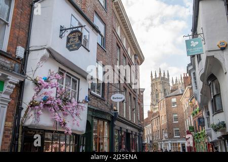 Das York Minster liegt am Low Petergate in York Stockfoto