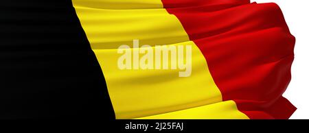 Belgische Flagge flattert im Wind - 3D Rendering Stockfoto