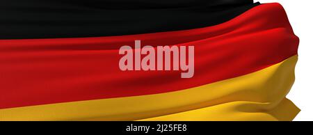 Deutsche Flagge winkt - weißer Hintergrund - 3D Rendering Stockfoto