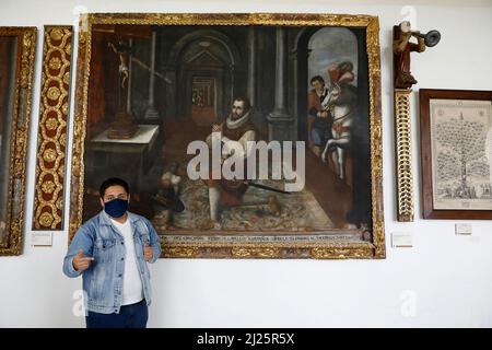 Fray Pedro Gocial Museum im Kloster von San Francisco, Quito, Ecuador. Führung Stockfoto