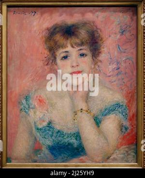 Porträt der Schauspielerin Jeanne Samary. Paris 1877. Pierre-Auguste Renoir ( 1841-1919 ). Ausstellung : Ikonen der modernen Kunst aus der Sammlung Morozov Stockfoto