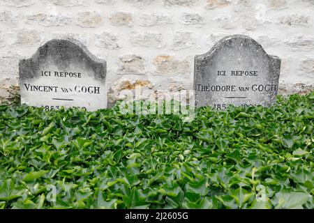 Gräber von Vincent Van Gogh und seinem Bruder in Auvers-sur-Oise, Frankreich Stockfoto