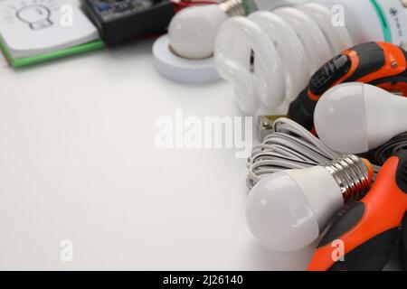 Konzept der Elektriker-Werkzeuge, Platz für Text Stockfoto