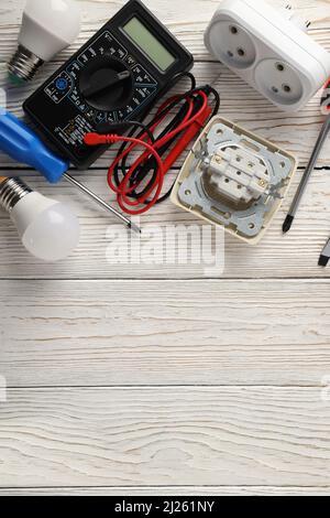 Konzept der Elektriker-Werkzeuge, Platz für Text Stockfoto