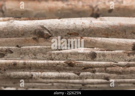 Rod Old Wicker Holzzaun Dekorative Ländliche Muster Rustikalen Handgefertigten Vintage Hintergrund. Stockfoto