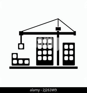 Bau- und Erdarbeiten - Roboter. Vektorsymbol auf weißem Hintergrund. Symbol für Web, Infografiken, Print Design und mobiles UX UI Kit. Stock Vektor