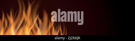 Brandbanner-Vorlage mit realistischer Heißflammenecke Stock Vektor