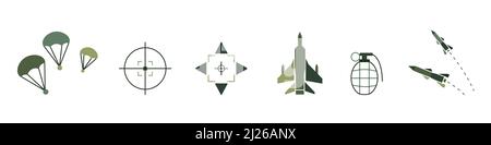 Vektor-Illustration von Cartoon Krieg Symbole auf weißem Hintergrund. Stock Vektor