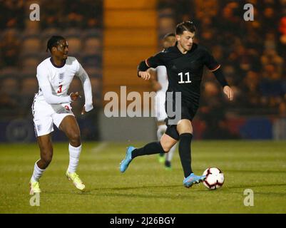 COLCHESTER, Großbritannien, MÄRZ 29: Maroc John of Germany Under20 während der Under 20 Internationale zwischen England unter 20 und Deutschland unter 20 am Stockfoto