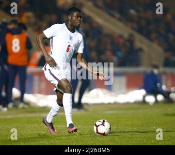 COLCHESTER, Vereinigtes Königreich, MÄRZ 29: Clinton Mola von England U20 während der Under 20 Internationale zwischen England unter 20 und Deutschland unter 20 am J Stockfoto