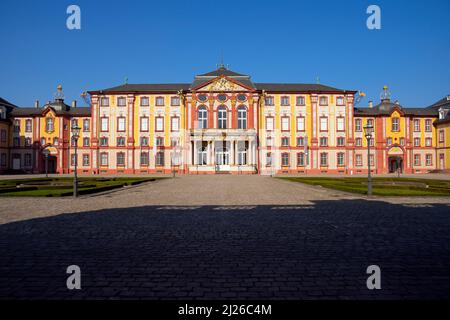 Das Schloss Bruchsal, auch Damiansburg genannt, ist ein barocker Palastkomplex in Bruchsal. Bruchsal ist eine Stadt am westlichen Rand des Kraichgaus Stockfoto