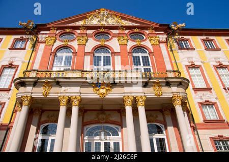 Das Schloss Bruchsal, auch Damiansburg genannt, ist ein barocker Palastkomplex in Bruchsal. Bruchsal ist eine Stadt am westlichen Rand des Kraichgaus Stockfoto