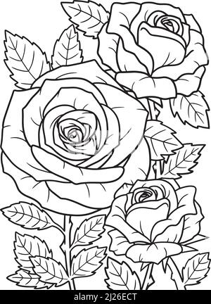 Rose Flower Coloring Seite für Erwachsene Stock Vektor