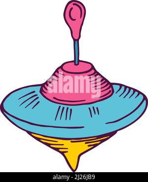 Eine rasante Ikone. Spinnspielzeug aus Kunststoff im handgezeichneten Stil Stock Vektor