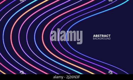 Abstrakter Hintergrund. Vektor-Illustration von neonfarbenen leuchtenden welligen Linien für Ihr Design Stock Vektor