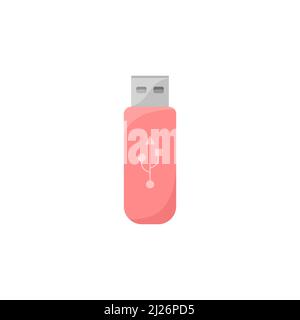 USB-Speicherstick isoliert. Digitales Flash-Laufwerk. USB-Datenträger auf weißem Hintergrund. Vektorgrafik flach. Stock Vektor