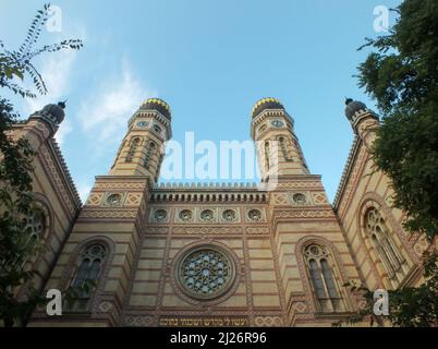 Synagoge in der Dohány-Straße, Budapest, Ungarn, Europa, Außenansicht der Großen Synagoge, Historisches Gebäude von Budapest Stockfoto