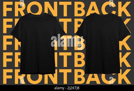 Realistisches Vektor T-Shirt Mockup Schwarz mit Text Hintergrund Stock Vektor