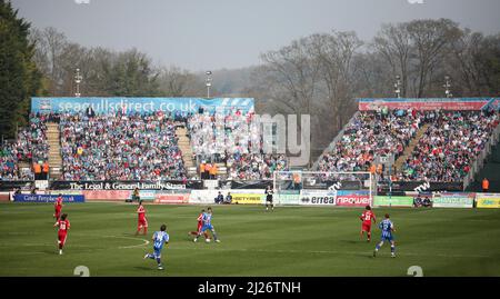 JAMES BOARDMAN / 07967642437 Allgemeine Ansicht des Withdean Stadions während der npower League ein Spiel zwischen Brighton und Hove Albion und Swindon Town. März 26 2011. Brighton hat nur noch vier weitere Spiele im Withdean Stadium, bevor er zum Start der nächsten Saison in Falmer auf den neuen Boden zieht. Stockfoto