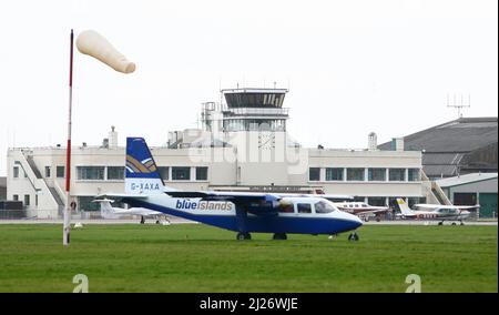 Gesamtansicht des Flughafenterminals von Shoreham. 20.. März 2008 Stockfoto