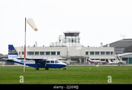 Gesamtansicht des Flughafenterminals von Shoreham. 20.. März 2008 Stockfoto