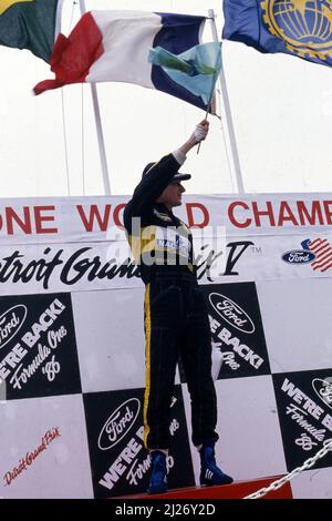 Ayrton Senna da Silva (BRA) Lotus 98T Renault 1. Position feiern Podium Stockfoto