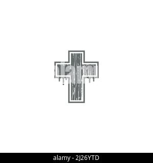 Blutiges Holzkreuz-Logo oder Icon-Design Stock Vektor