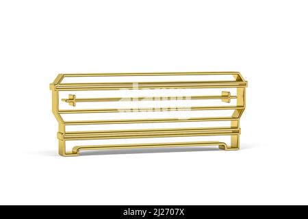 Goldenes 3D Sargsymbol isoliert auf weißem Hintergrund - 3D Render Stockfoto