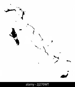 Die Bahamas Silhouette Karte isoliert auf weißem Hintergrund Stock Vektor