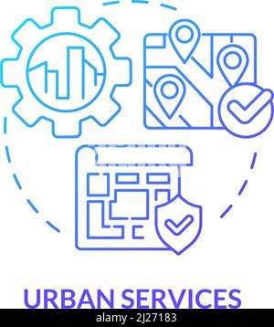 Städtisches Services blaues Gradientenkonzept-Symbol Stock Vektor