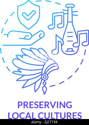 Symbol für die Erhaltung lokaler Kulturen mit blauem Farbverlauf Stock Vektor