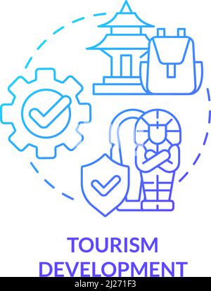 Tourismus Entwicklung blau Gradienten Konzept Symbol Stock Vektor