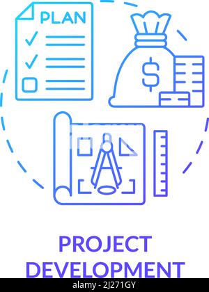 Projektentwicklung blaues Gradientenkonzept-Symbol Stock Vektor