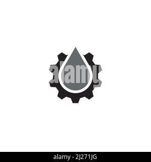 Tröpfchen- und Zahnradlogo oder Symboldesign Stock Vektor