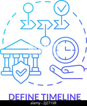Symbol für das Konzept des blauen Farbverlaufs für die Zeitleiste definieren Stock Vektor