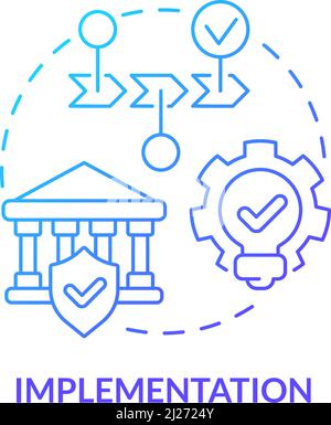 Symbol für das Konzept des blauen Farbverlaufs der Implementierung Stock Vektor