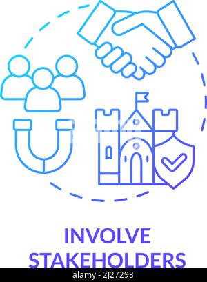 Beziehen Sie die Stakeholder mit dem blauen Gradientenkonzept ein Stock Vektor