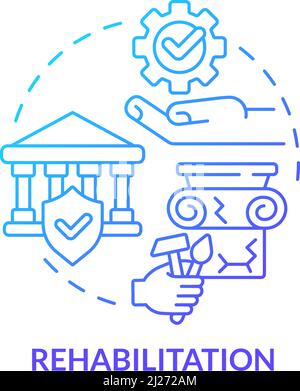 Symbol für das Konzept des blauen Farbverlaufs für die Rehabilitation Stock Vektor